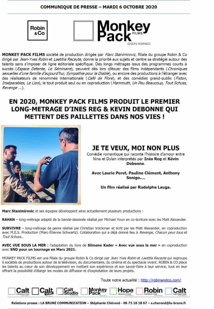 Groupe Robin Co Monckey Pack Films Produit Le Premier Long Metrage D Ines Reg Et Kevin Debonne Media